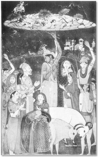 The Raising of Mount Govardhana - Indian Art Depicting the Loves of Krishna