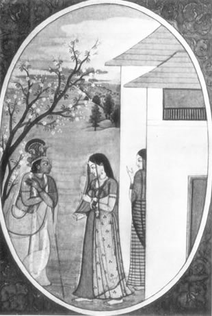 Images from the Bhagavad-Gita, Krishna meeting Radha

, Image 31 of 40  -  32 kB